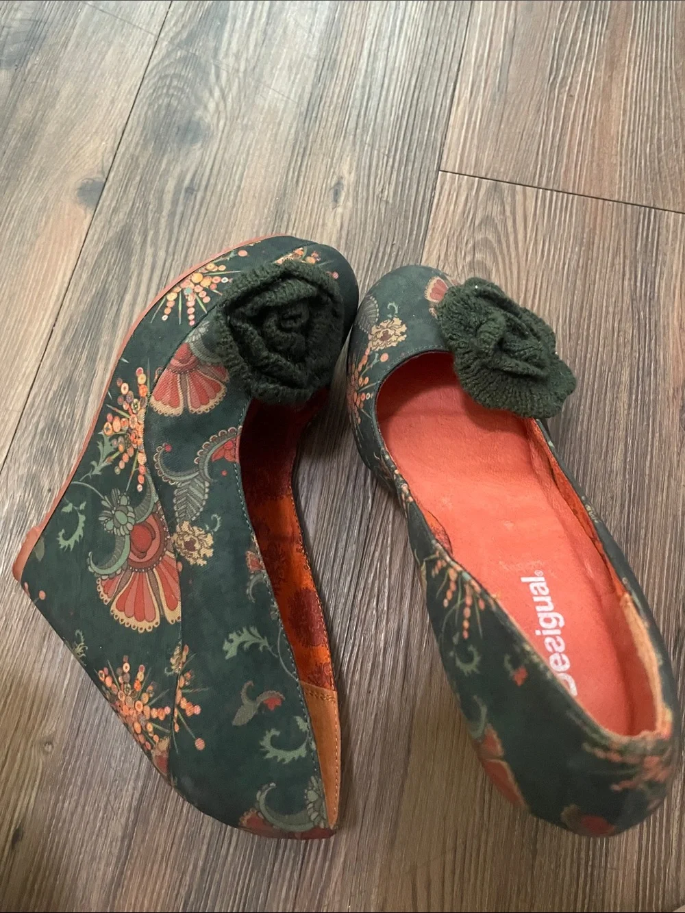 Desigual Women's Aguila Floral Red Multi Colored Shoe Pumps,38!!NEW